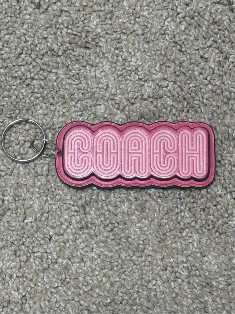 COACH Retro Pink Bubble Graphic Leather Keychain Bag Charm